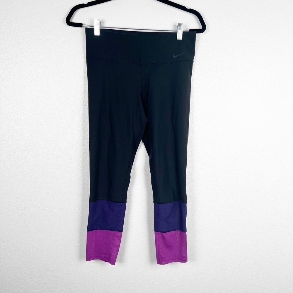 Nike Athletic Leggings Black Purple Sz‎ S